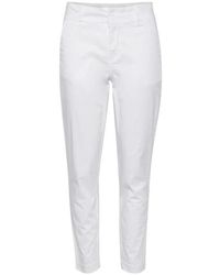 Part Two - Broeken ,Wit ,Katoen Heldere Witte Casual Fit Enkel Lengte Broek - Lyst