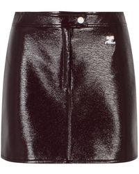 Courreges - Rokken ,Bruin ,Katoen Reedition Vinyl Mini Rok - Lyst