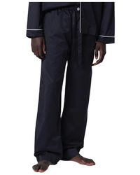 Tekla - Nachtkleding ,Blauw ,Satijn Satijnen Pyjamabroek - Lyst