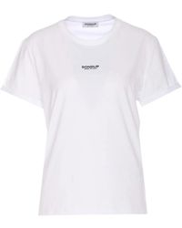 Dondup - Tops ,Wit ,Katoen Regular-Fit T-Shirt Met Ronde Hals Van Jersey - Lyst