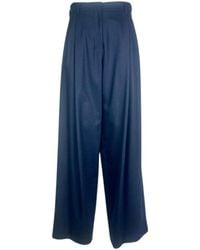 Max Mara - Broeken ,Blauw ,Wol Wide Leg Broeken - Lyst