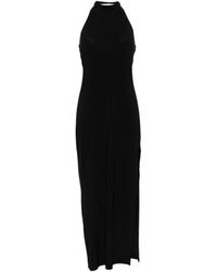 Norma Kamali - Halter Lange Jurk Met Zijsplit - Lyst