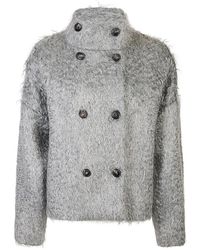 Eleventy - Jassen ,Grijs ,Wol Korte Shearling Jas - Lyst