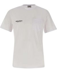 Woolrich - Safari weißes logo t-shirt - Lyst