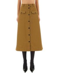 Saint Laurent - Rokken ,Katoen Katoenen Serge Midi Rok - Lyst