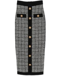 Balmain - Rokken ,Zwart ,Geruite Midi-Rok - Lyst