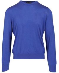 Tom Ford - Truien & Vesten ,Blauw ,Fluid Silk Crew Neck - Lyst