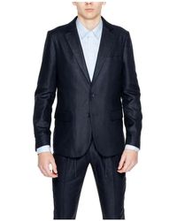 Antony Morato - Kostuums ,Zwart ,Linnen Zwarte Linnen V-Hals Blazer - Lyst