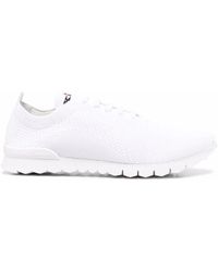 Kiton - Weiße texturierte strick-sneakers - Lyst