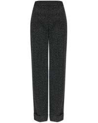 McQueen - Broeken ,Grijs ,Wol Wolbroek Met Verticale Stiksels Op De Pijpen - Lyst