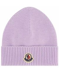 Moncler - Ribbed Logo-Patch Beanie - Lyst