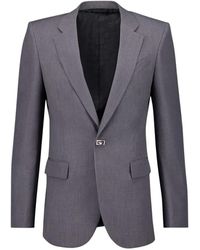 Givenchy - Jassen ,Grijs ,Wol Grijze Slim Fit Wollen Jas Met 2G Clip - Lyst