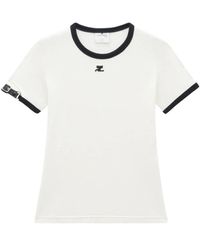Courreges - Kontrast tee t-shirts,t-shirt mit schnalle,t-shirts - Lyst