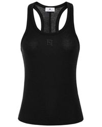 Elisabetta Franchi - Tops ,Zwart ,Wol Tanktop Met Geborduurd Logo - Lyst