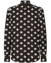 Dolce & Gabbana - Camicia in cotone con stampa logo - Lyst