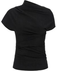 Entire studios - Tops ,Zwart ,Wol Asymmetric Drape Top - Lyst