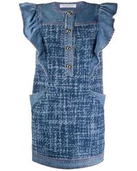 Philosophy Di Lorenzo Serafini Sleeveless Ruffled Denim Dress - Blauw
