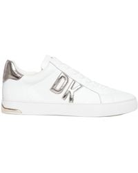 DKNY - Schoenen ,Wit ,Leer Sneakers Met Champagnekleurige Details - Lyst