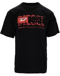 DIESEL - T-shirt mit geripptem kragen - Lyst