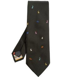 Paul Smith - Accessoires ,Groen ,Embroidered Silk Tie - Lyst