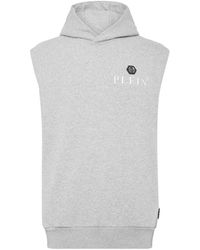 Philipp Plein - Hoodies & Sweatvesten ,Grijs ,Katoen Hoodie Sleeveless Basic - Lyst