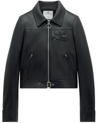 Courreges - Jassen ,Zwart ,Leer Leren Jas - Lyst