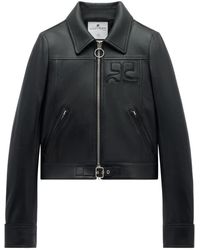 Courreges - Jassen ,Zwart ,Leer Leren Jas - Lyst