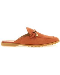 Tod's - Schoenen ,Oranje ,Leer Silky Nubuck Sabot - Lyst