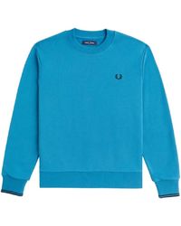 Fred Perry - Hoodies & Sweatvesten ,Blauw ,Katoen Sweatshirt Met Ronde Hals - Lyst
