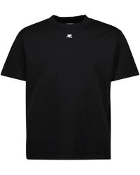 Courreges - Tops ,Zwart ,Katoen Zwarte Oversized T-Shirt Herfst-Winter 2025 - Lyst