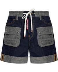 DSquared² - Korte Broeken ,Blauw ,Katoen Cargo Shorts - Lyst