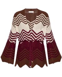Akep - Truien & Vesten ,Rood ,Nylon Chevron Lurex Cardigan - Lyst