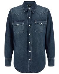 A.P.C. - Overhemden ,Blauw ,Katoen Western Shirt - Lyst