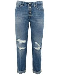 Dondup - Schwarze denim-jeans mit juwelenknöpfen - Lyst