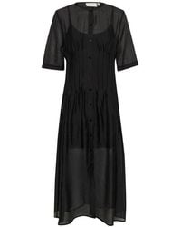Gestuz - Elegante Zwarte Jurk Met Korte Mouwen - Lyst