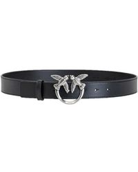 Pinko - Accessoires ,Zwart ,Leer Love Birds Riem - Lyst
