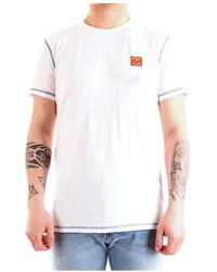 Sun 68 - Tops ,Wit ,Katoen Wit Katoenen T-Shirt Slim Fit - Lyst