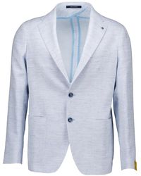 Tagliatore - Jassen ,Blauw ,Katoen Single-Breasted Two-Button Blazer - Lyst