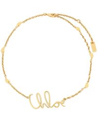 Chloé - Vintage Gouden Metalen Ketting Met Logo Bedel - Lyst