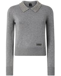 Pinko - Kristal Kraag Grijs Trui - Lyst