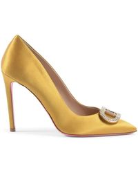 Dee Ocleppo - Gelbe satin kristall logo pumps - Lyst
