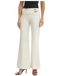 Versace Jeans Couture - Broeken ,Katoen Broek Met Wijde Pijpen En Hoge Taille - Lyst