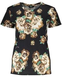 Roberto Cavalli - Schwarzes baumwoll t-shirt mit druck und kurzen ärmeln - Lyst