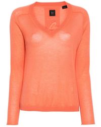 Pinko - Jersey de cashmere naranja claro con cuello en v - Lyst