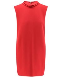 Valentino - Kleedjes ,Rood ,Korte Jurk Met Gedrapeerde Rug - Lyst
