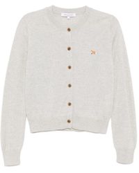 Maison Kitsuné - Truien & Vesten ,Grijs ,Grijze Sweater Met Knoopsluiting - Lyst