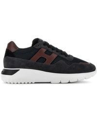 Hogan - Graue wildleder-tech-stoff sneakers,flache schuhe mit mikro-mesh-einsätzen - Lyst