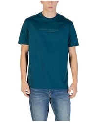 ARMANI EXCHANGE - Grünes Baumwoll-T-Shirt Mit Kurzen Ärmeln - Lyst