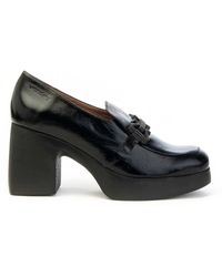 Wonders - Schoenen ,Zwart ,Leer Klassieke Leren Instapper Met Middelhoge Hak - Lyst