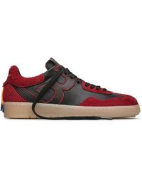 Barracuda - Zwarte Leren Sneakers Met Bordeaux Details - Lyst